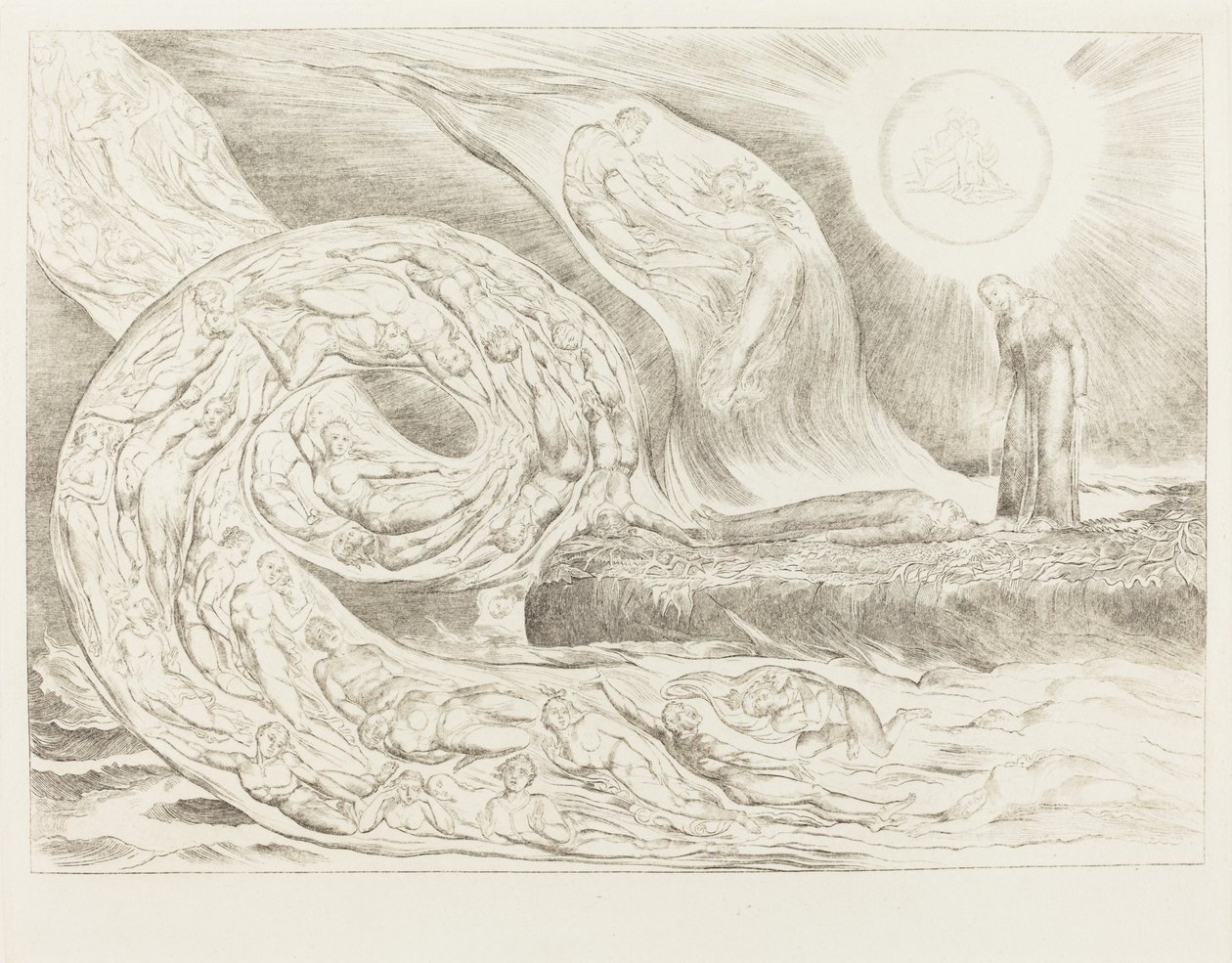 The Circle of the Lustful: Paolo og Francesca af William Blake