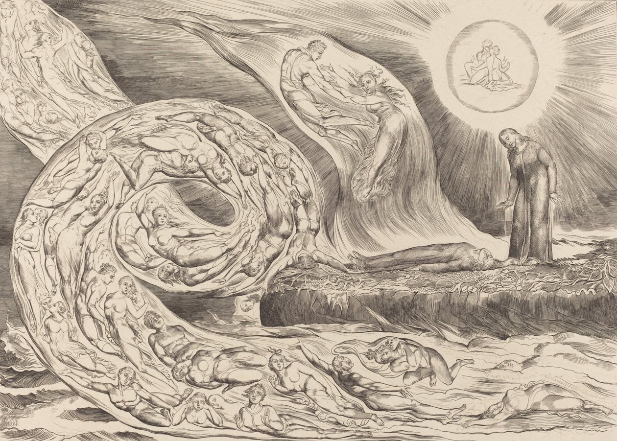 The Circle of the Lustful: Paolo og Francesca, 1827. af William Blake
