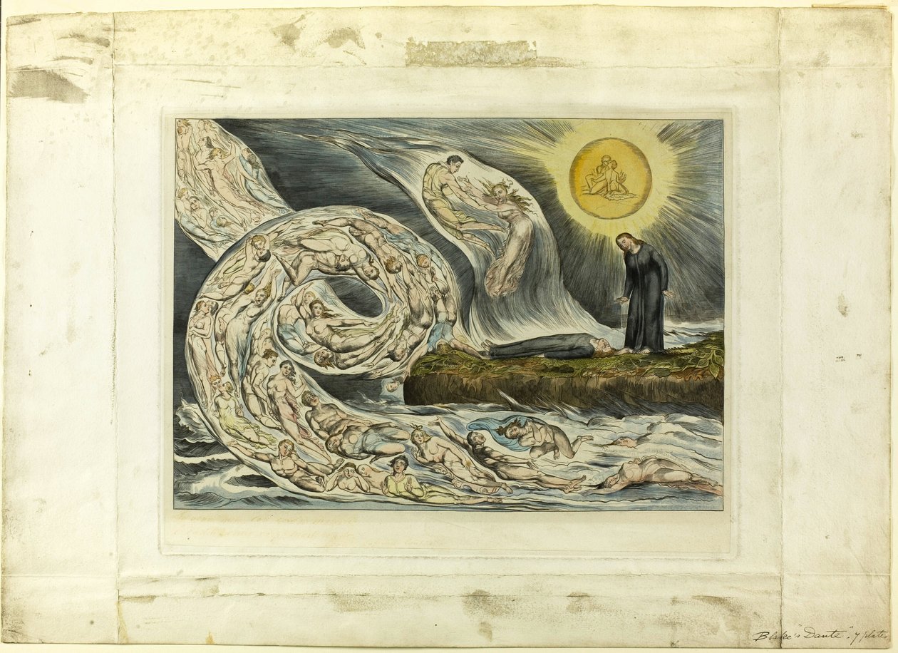 The Circle of the Lustful: Paolo og Francesca. Inferno, canto V af William Blake