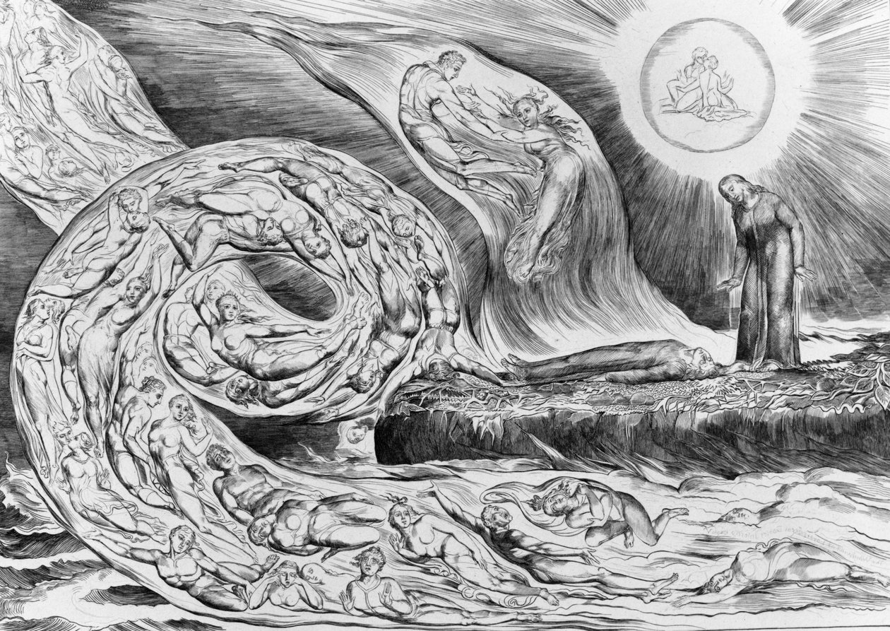 De vellystiges kreds: Paolo og Francesca, fra Dantes Den guddommelige komedie (Inferno) af William Blake