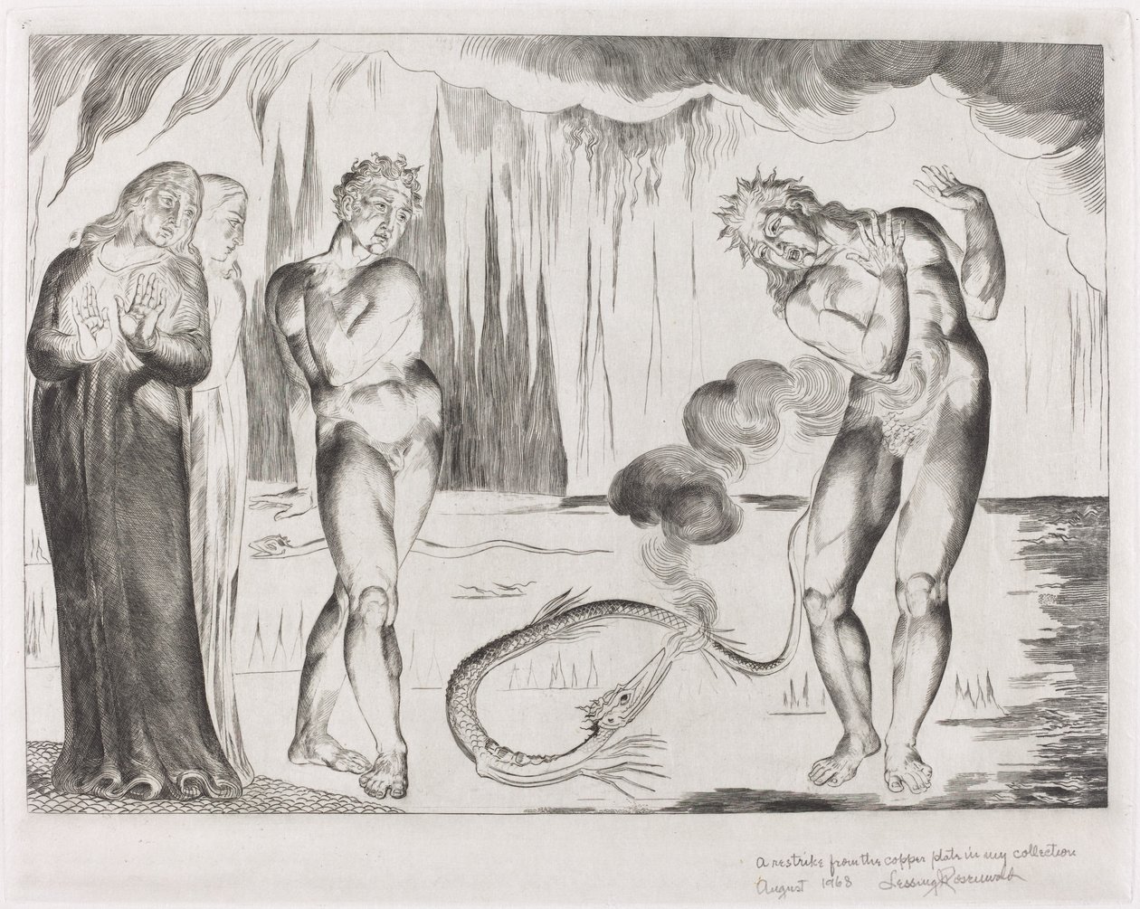 Tyvenes cirkel, Buoso Donati angrebet af slangen, 1827. af William Blake