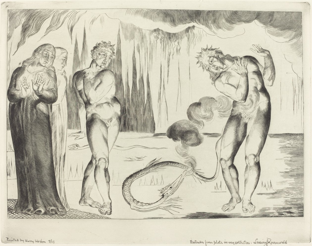Tyvenes cirkel, Buoso Donati angrebet af slangen, 1827. af William Blake
