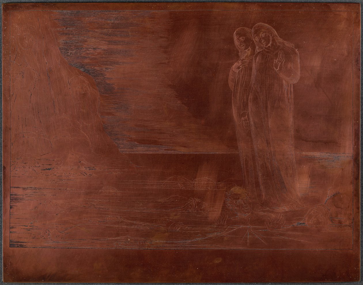 Forrædernes kreds; Dantes fod rammer Bocca degli Abbate af William Blake