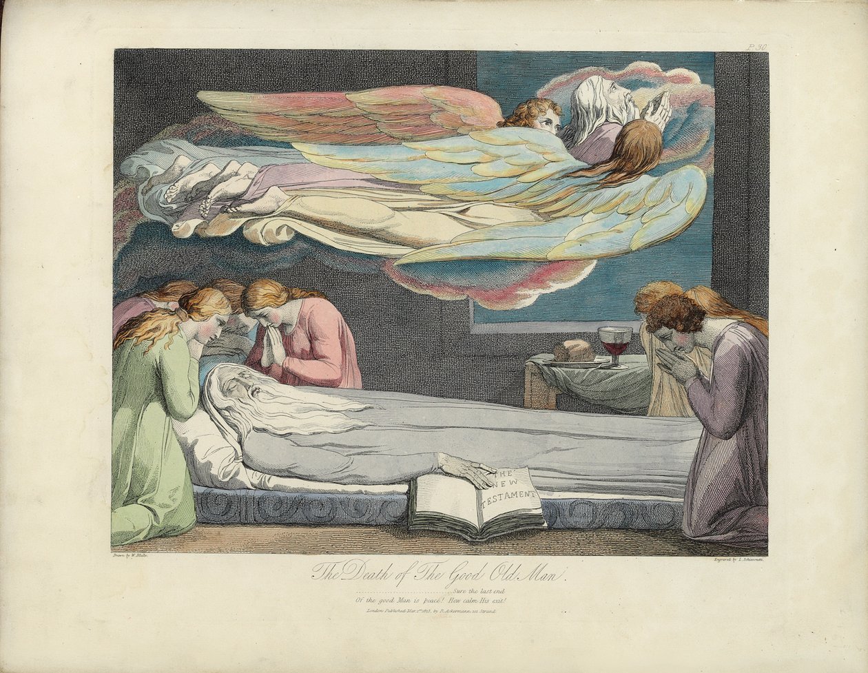 The Death of the Good Old Man, illustration fra "The Grave" af Robert Blair, indgraveret af Louis Schiavonetti af William Blake