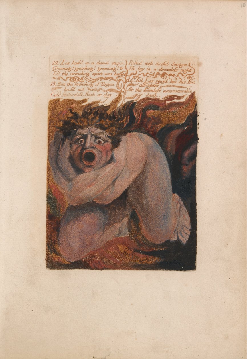 The First Book of Urizen, Plate 10, 12- Los Howld in a Dismal Stupor .... (Bentley 7) af William Blake