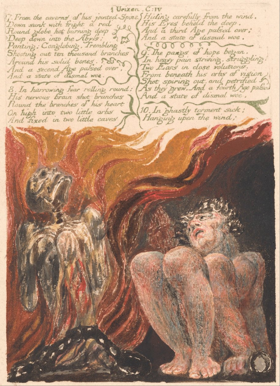 Den første bog af Urizen, plade 10, 7. Fra hulerne i hans leddede rygsøjle. . . . (Bentley 11) af William Blake