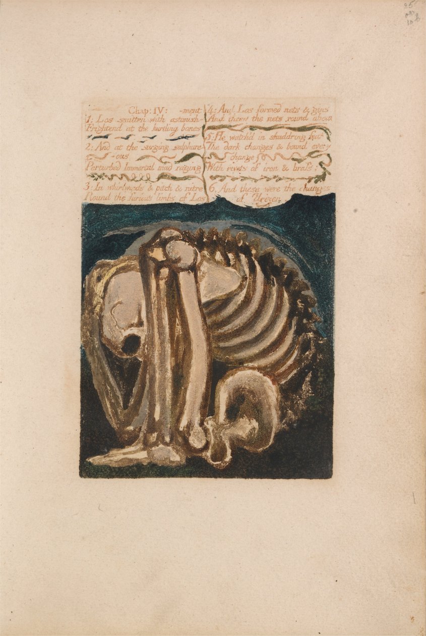 Den første bog af Urizen, plade 12, Los Smitten med forbløffelse .... (Bentley 8) af William Blake