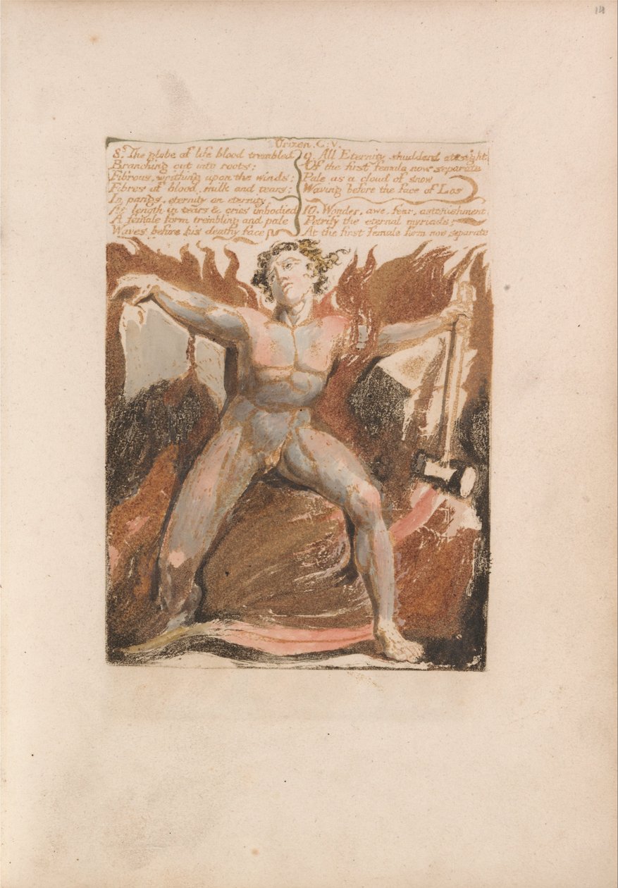 The First Book of Urizen, Plate 17, 8. The Globe of Life Blood Skælvede .... (Bentley 18) af William Blake