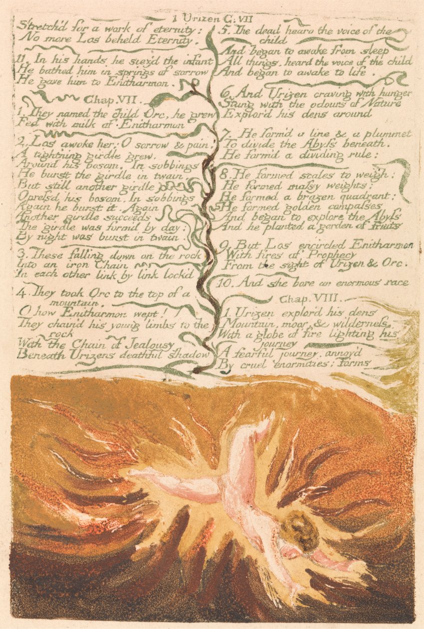 The First Book of Urizen, Plade 19, "Strakt ud til et evigt arbejde ...." (Bentley 20) af William Blake