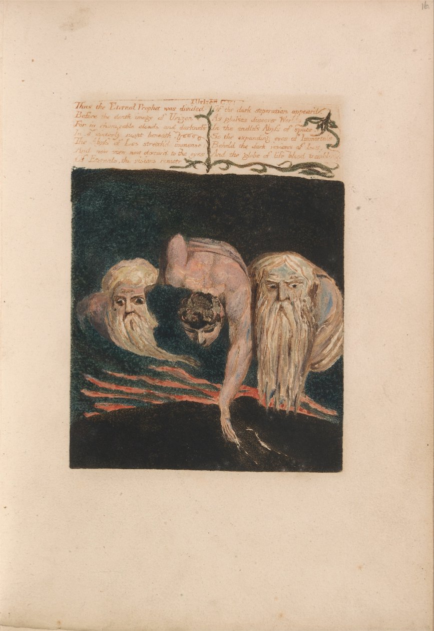 Den første bog af Urizen, plade 20, således blev den evige profet delt .... (Bentley 15) af William Blake