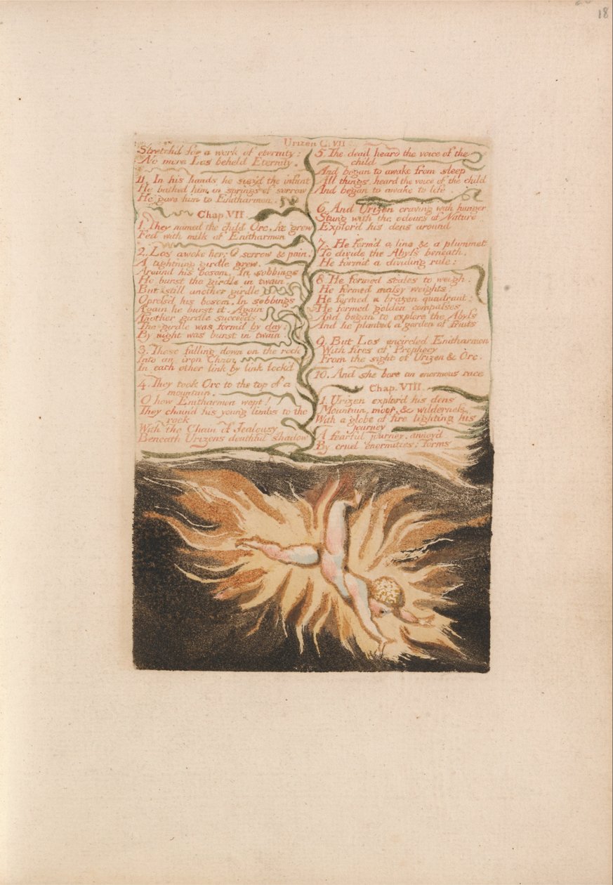 Den første bog af Urizen, plade 22, strakt for et evigt værk .... (Bentley 20) af William Blake