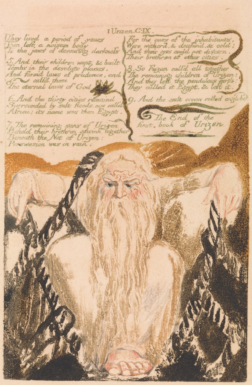 Urizens første bog, plade 25, De levede i en årrække. . . . (Bentley 28) af William Blake