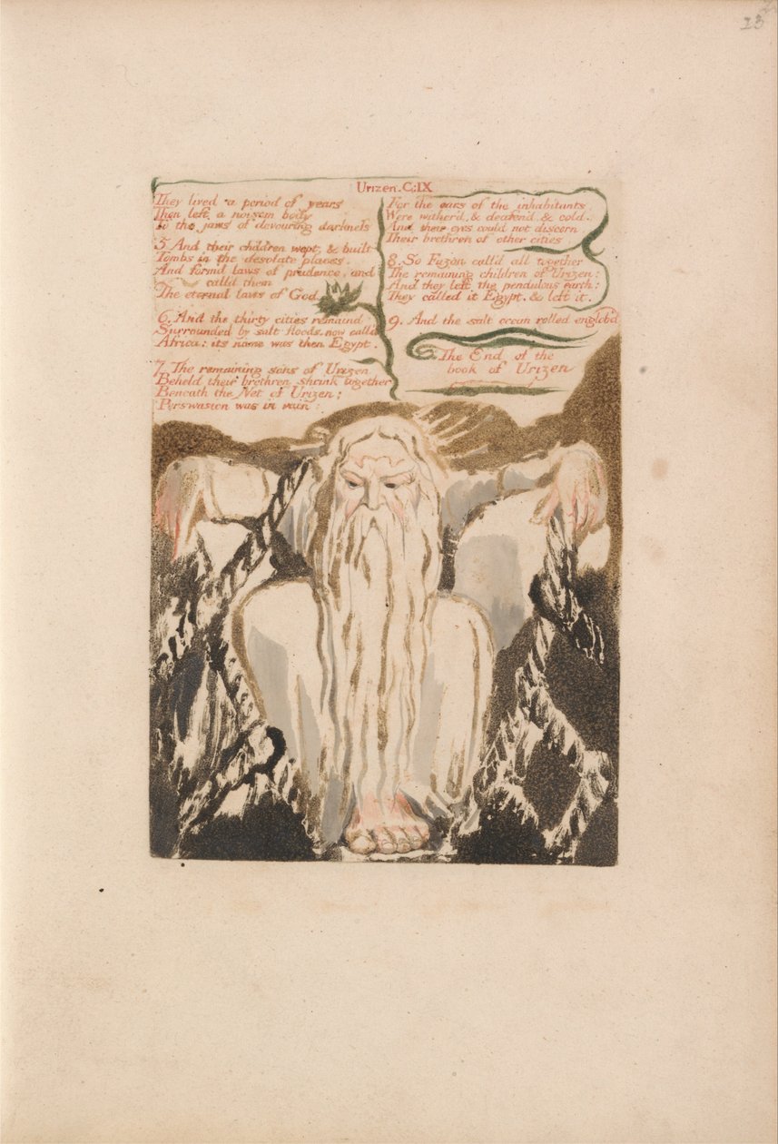 Urizens første bog, plade 27, de levede en årrække. . . . (Bentley 28) af William Blake