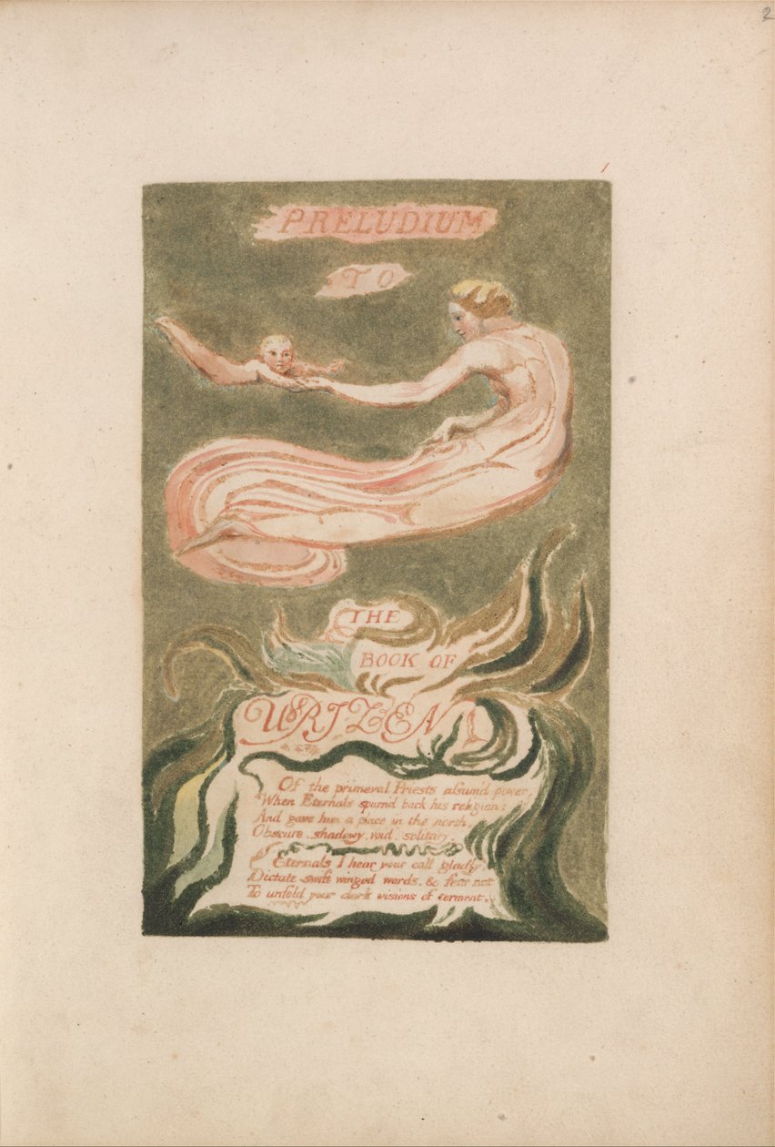 Den første bog om Urizen, plade 2, Preludium til Urizens bog (Bentley 2) af William Blake