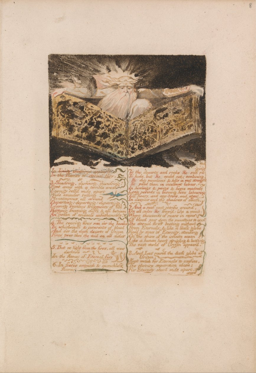 Den første bog af Urizen, plade 8, i levende skabninger dukkede op ... (Bentley 5) af William Blake