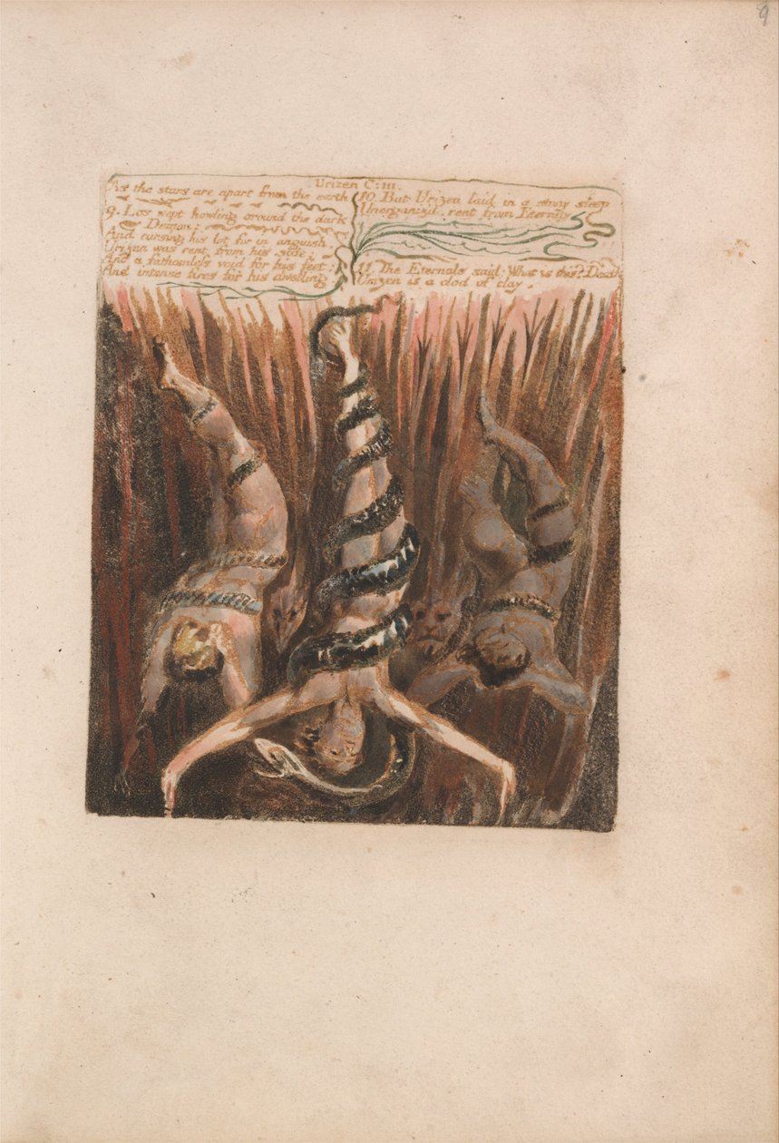 Den første bog af Urizen, plade 9, som stjernerne er adskilt fra jorden .... (Bentley 6) af William Blake
