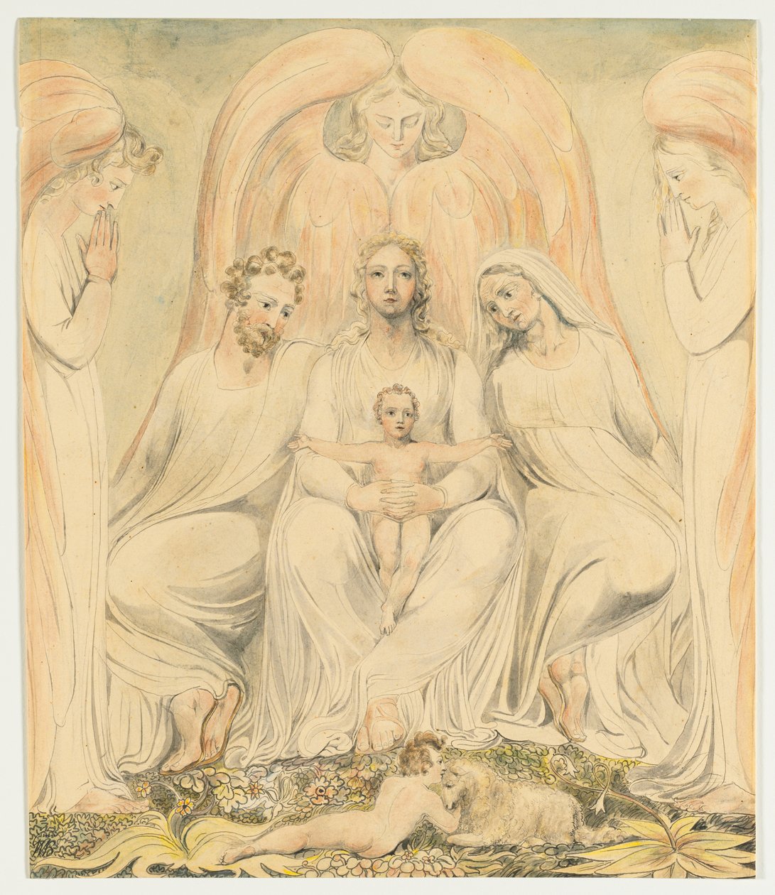 Den hellige familie også kendt som Kristus i sandhedens skød, ca. 1805. af William Blake