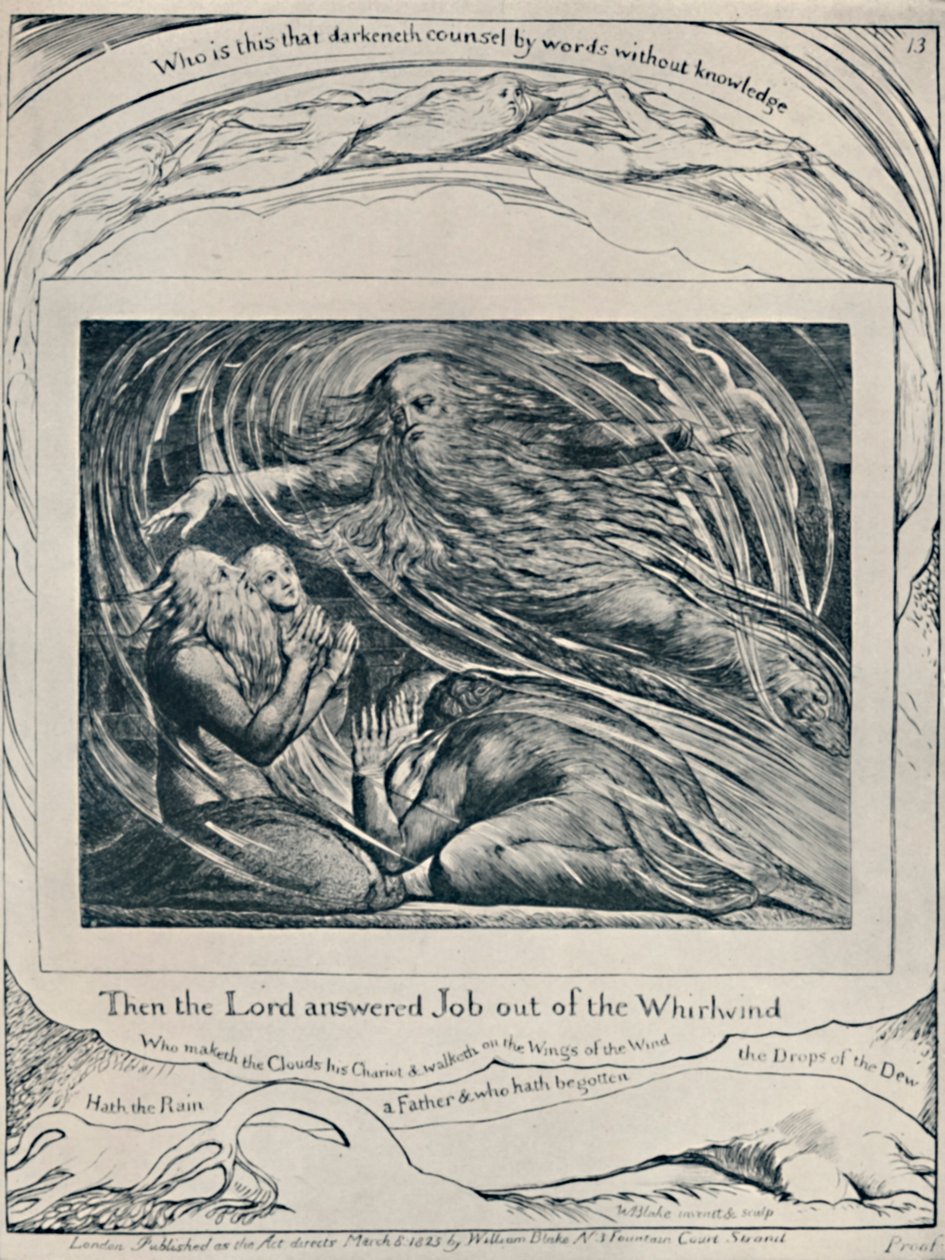 Herren svarer job ud af hvirvelvinden. Fra Job., c1780-1820, 1923 af William Blake
