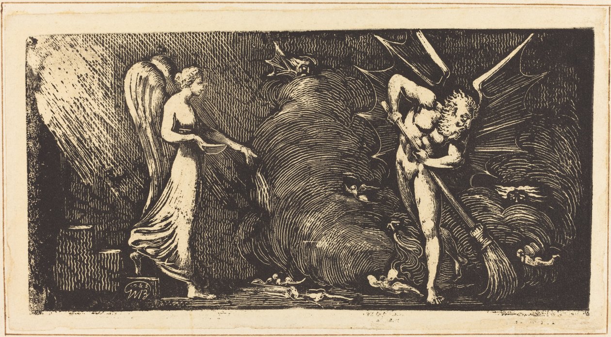 Manden, der fejer tolkestuen, ca. 18201822. af William Blake
