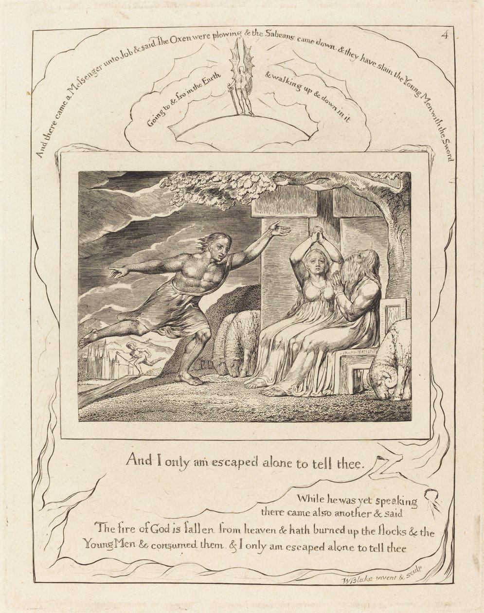 Budbringerne fortæller Job om hans ulykker af William Blake
