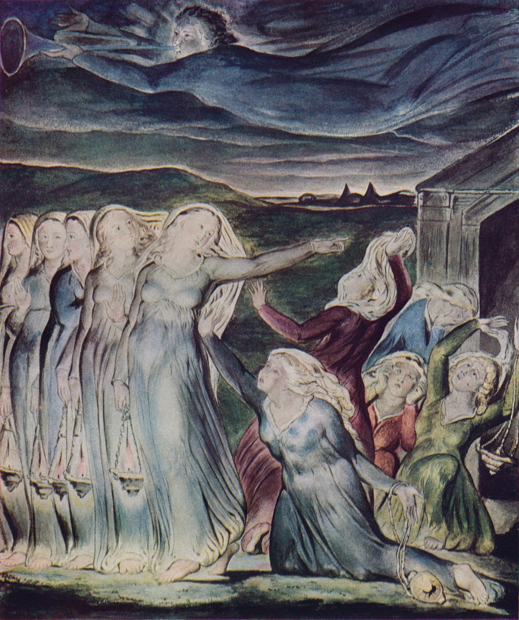 Lignelsen om de vise og tåbelige jomfruer, c1800 af William Blake