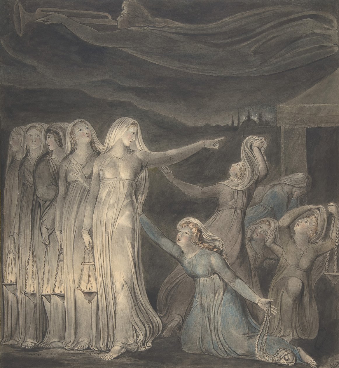 Lignelsen om de vise og tåbelige jomfruer, ca. 1799-1800. af William Blake