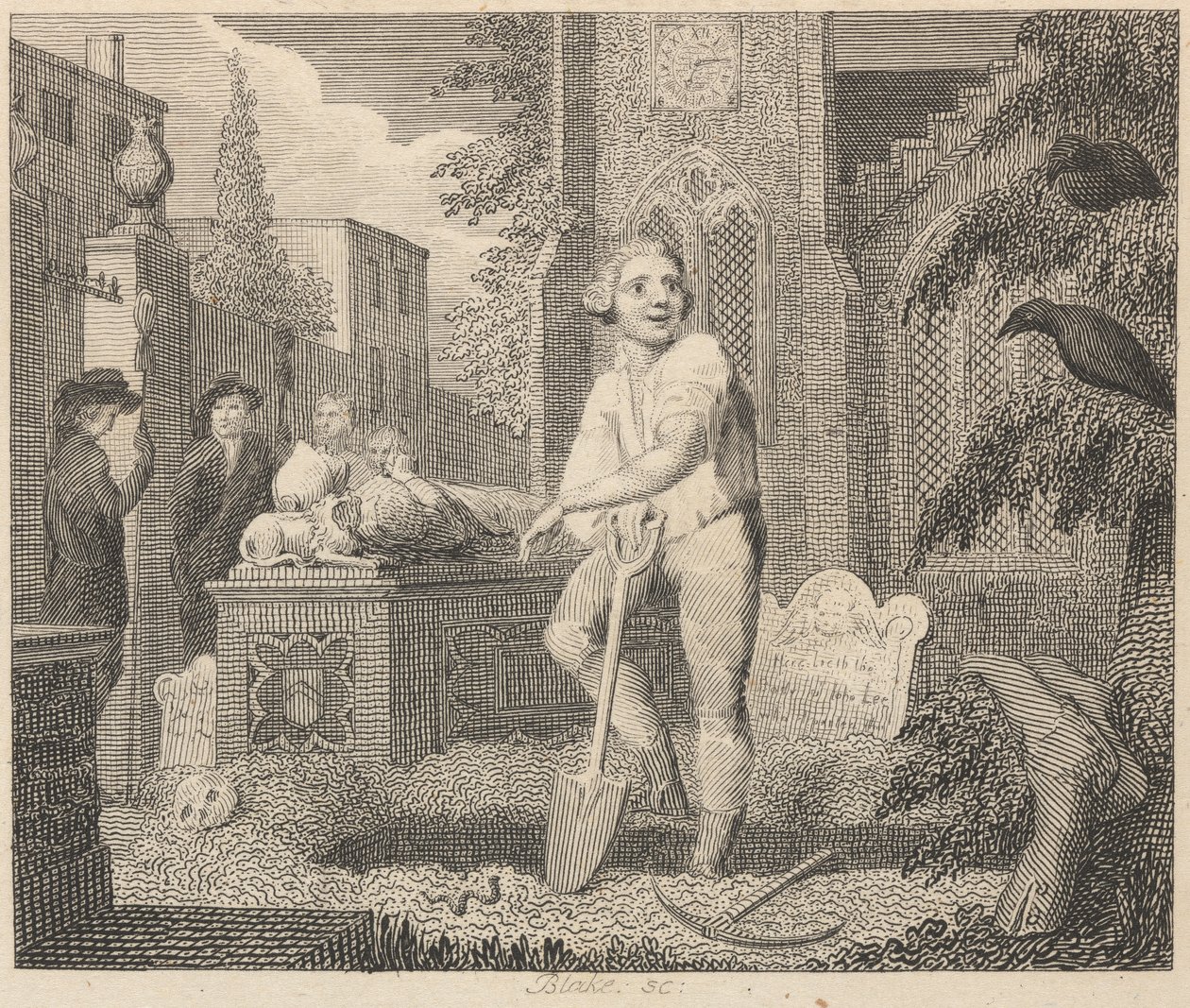 Ravnene, Sextonen og Jordormen af William Blake