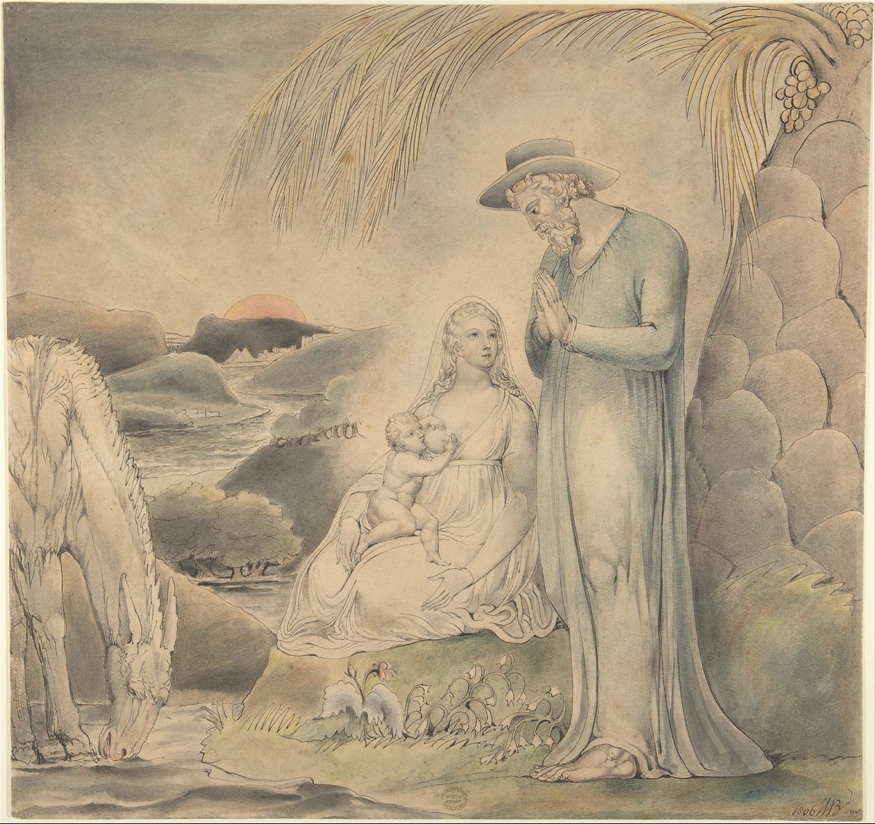Hvilen på flugten til Egypten (Den hellige families hvile i Egypten) af William Blake
