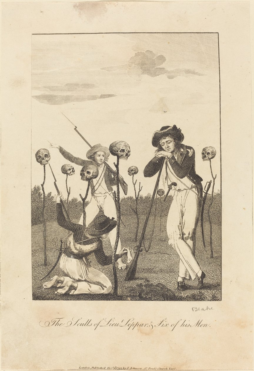 The Sculls of Lieut Leppar, & Six of his Men, 1793. af William Blake