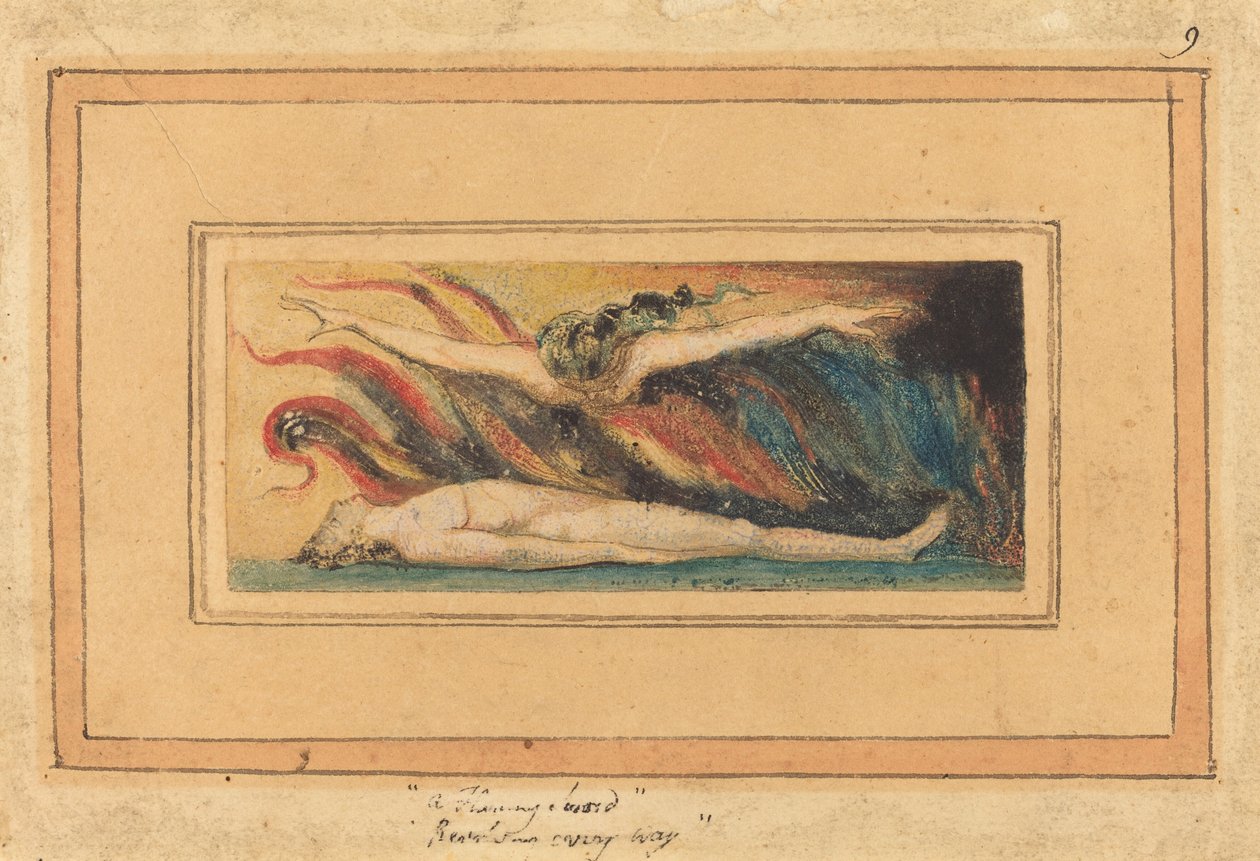 Sjælen svæver over kroppen [fra Ægteskab mellem himmel og helvede, plade 14], ca. 1796. af William Blake