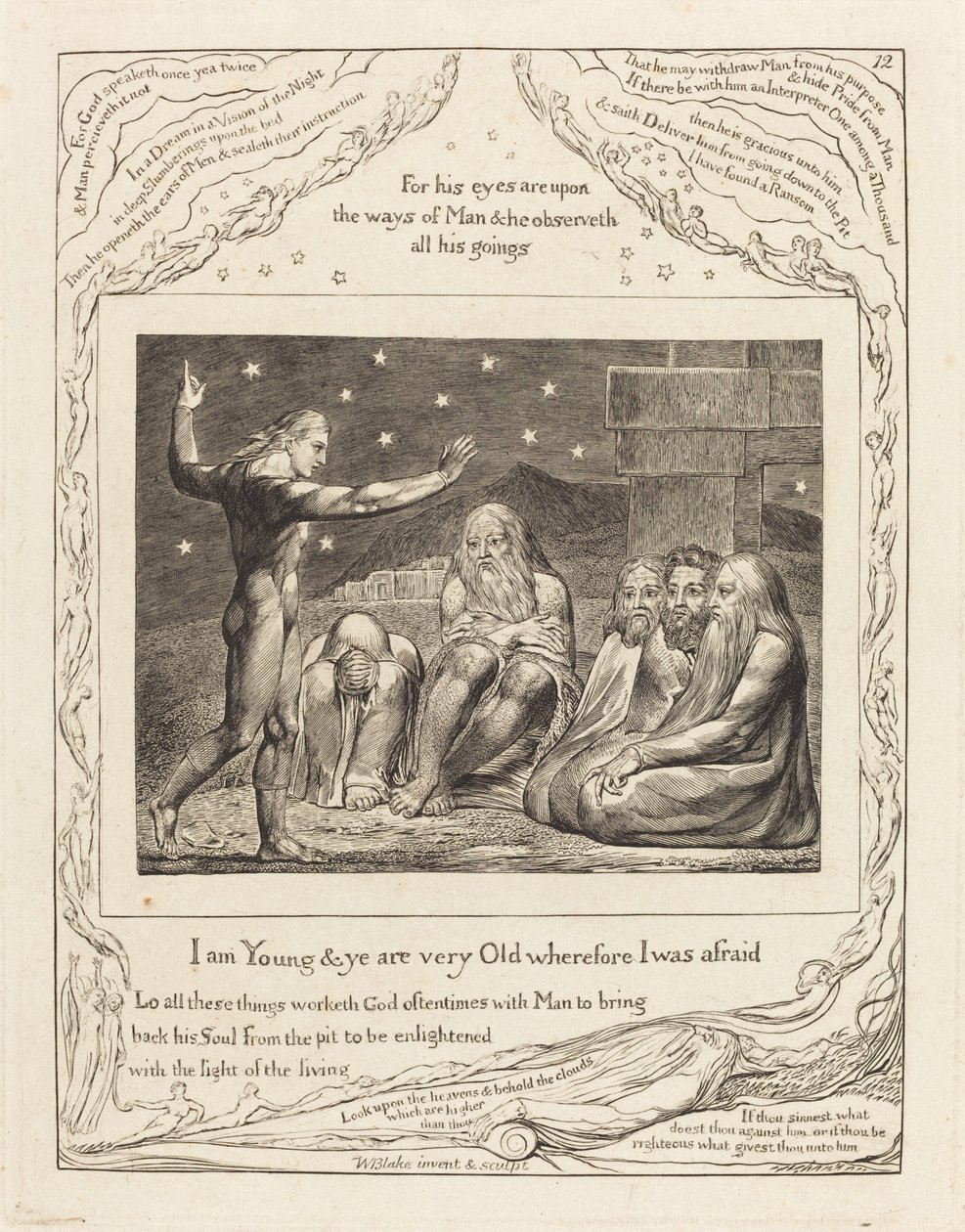 Elihus vrede, 1825. af William Blake