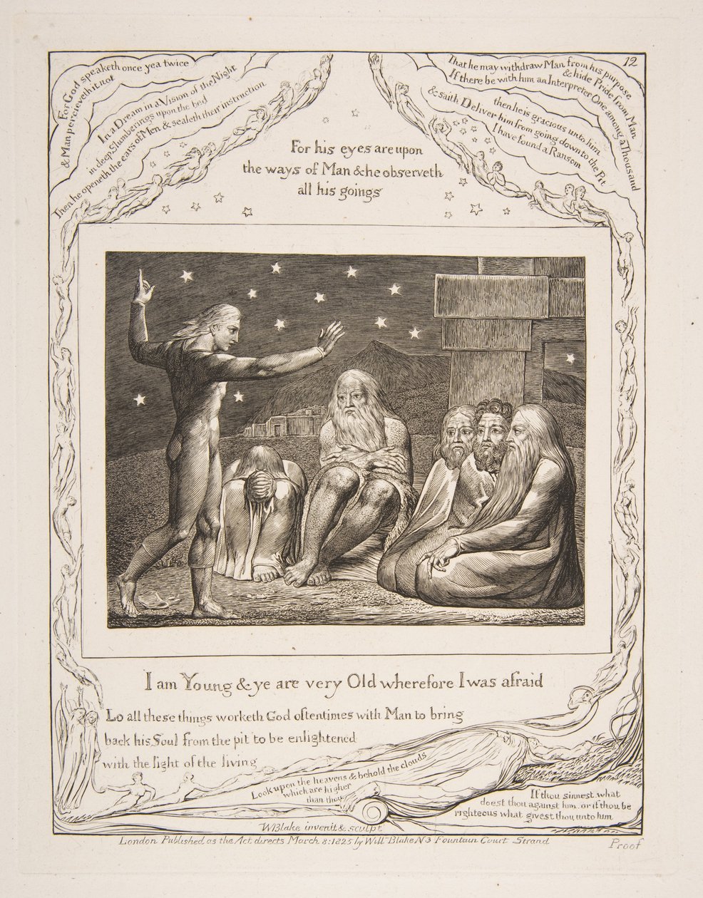 Elihus vrede, fra Illustrationer af Jobs Bog, 1825-26. af William Blake