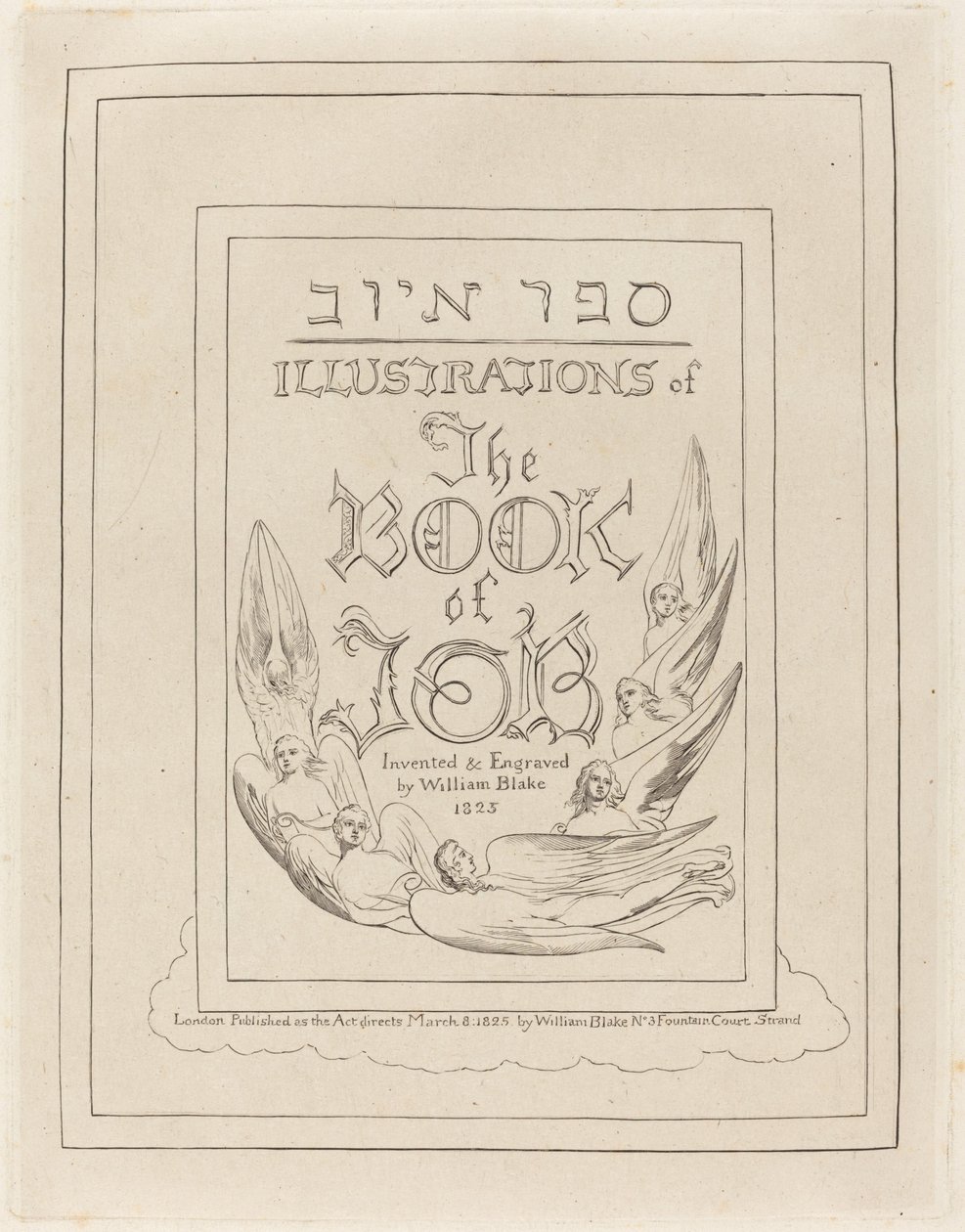 Titelblad for de indgraverede illustrationer til Jobs Bog af William Blake