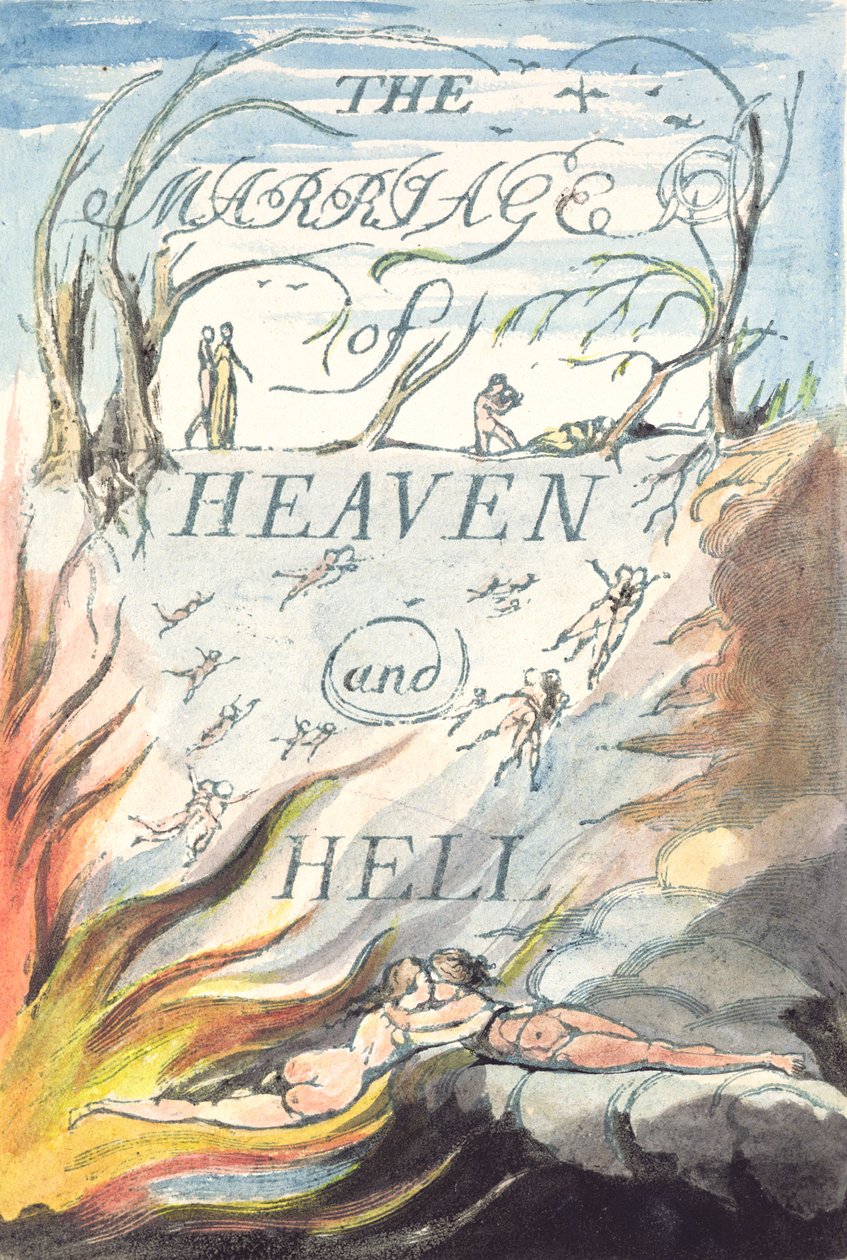 Titelside, fra Ægteskabet mellem himmel og helvede af William Blake