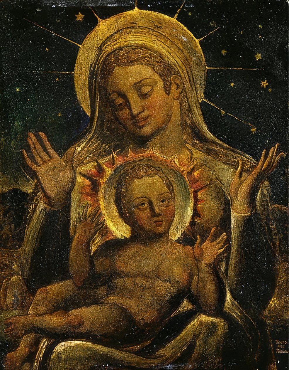 Jomfru og Barn. / Jomfruen med barnet. 1825 af William Blake