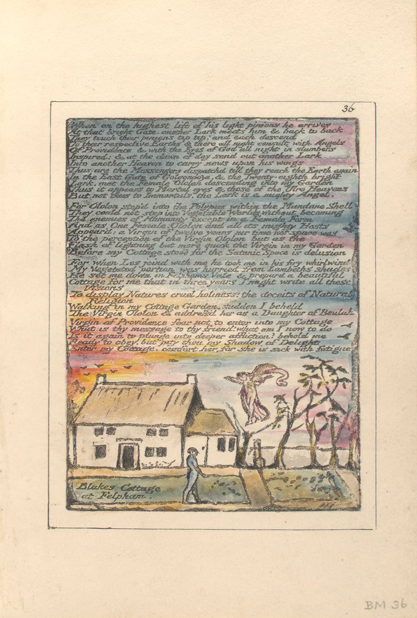 "When on the højeste lift...", plade 36 fra "Milton, a Poem in Two Books", c.1804-08 af William Blake