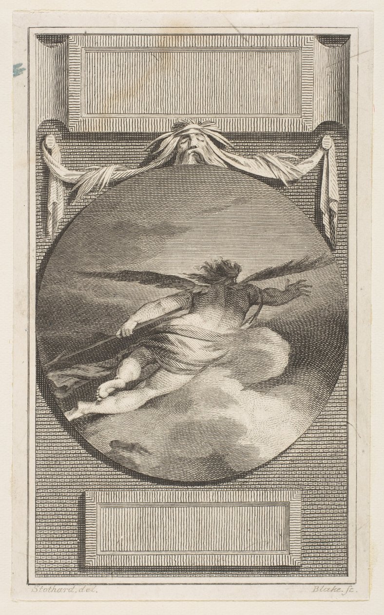 Bevinget figur, der flyver gennem skyer, ca. 1780-87. af William Blake