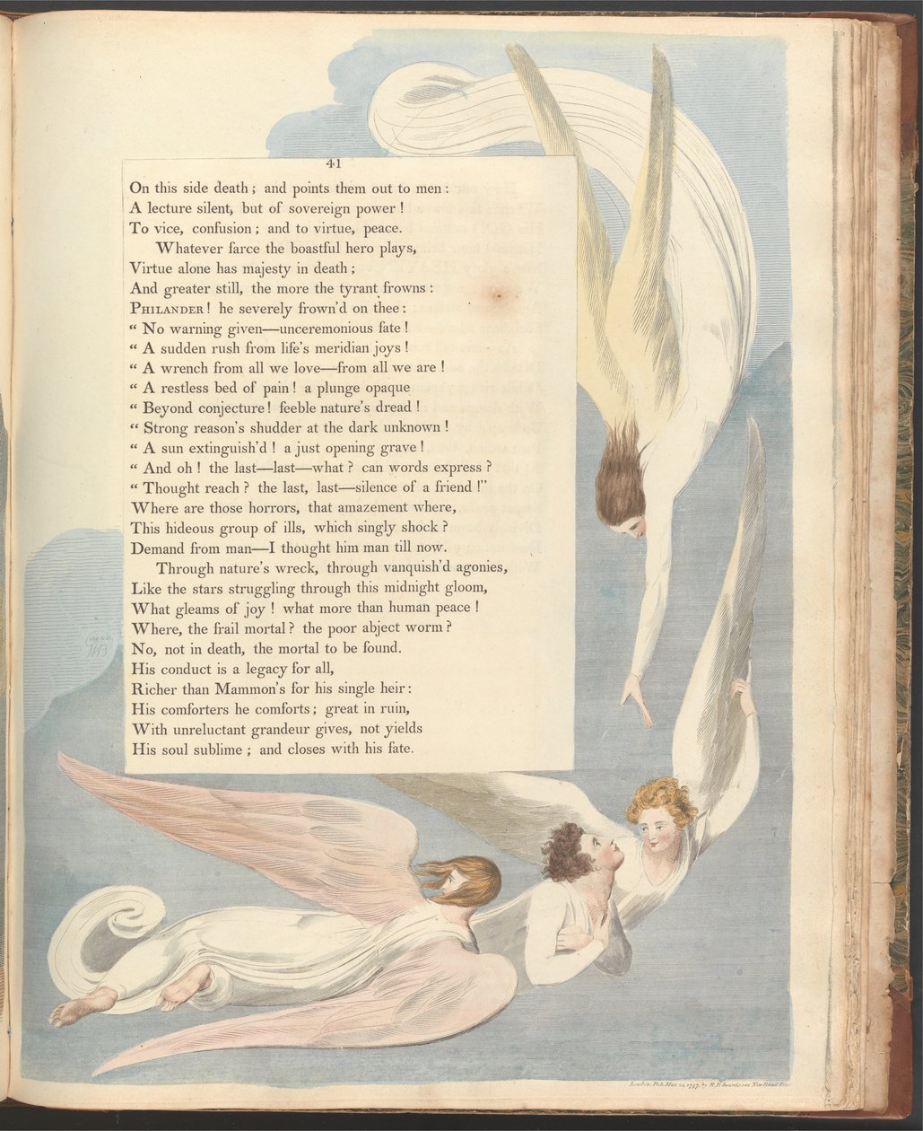 Youngs Night Tanker, Side 41, Et strålende mærke, den retfærdiges dødsleje af William Blake