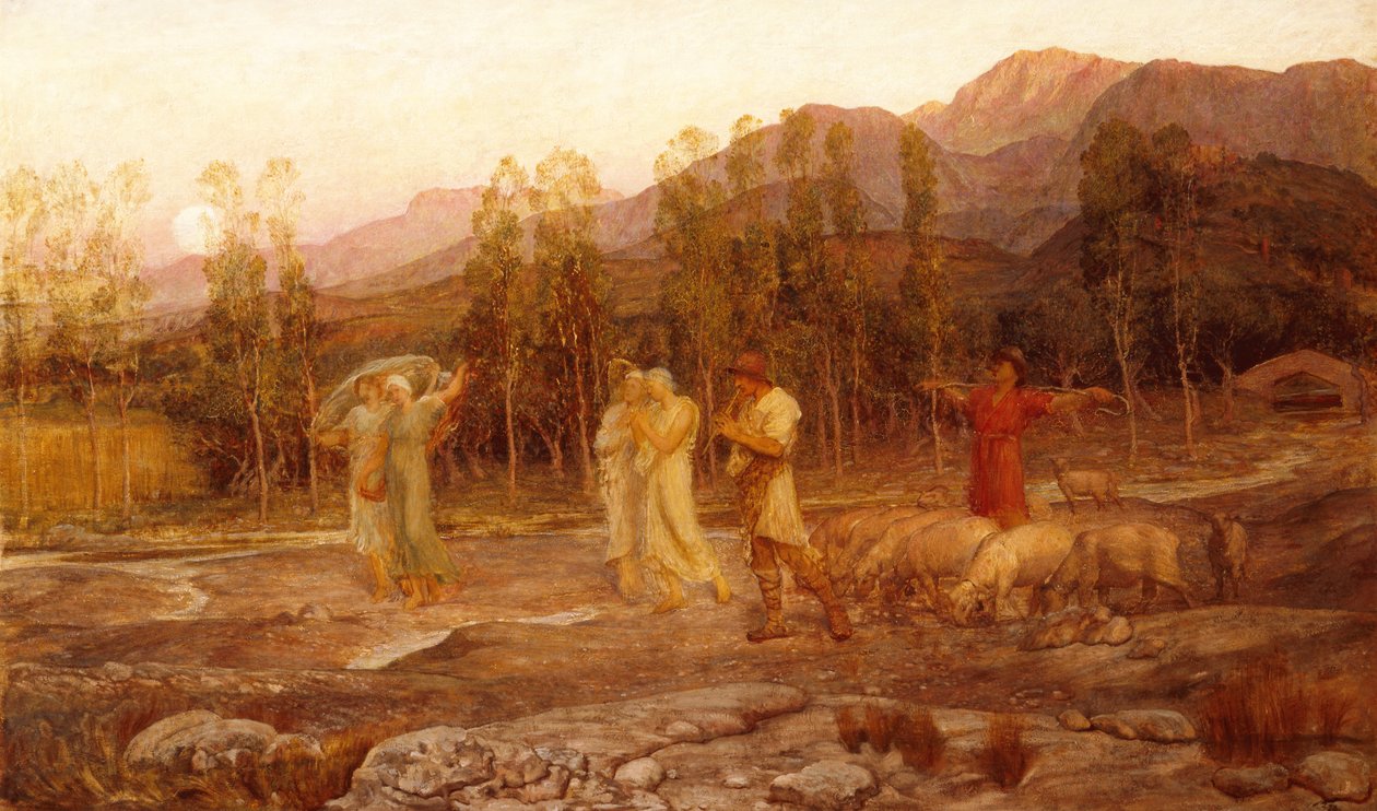 A Pastoral, A Memory of the Valley of Sparta (olie på lærred) af William Blake Richmond