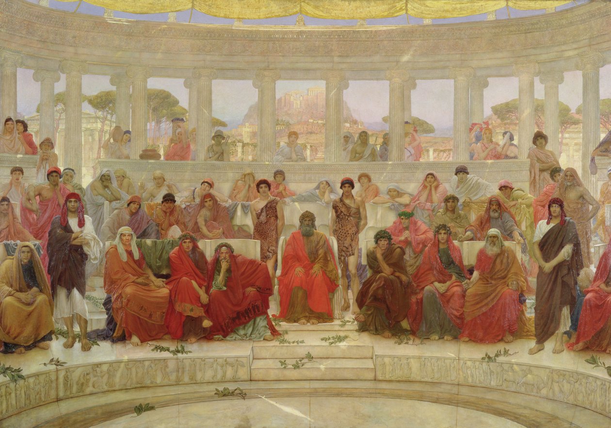Et publikum i Athen under Agamemnon af Aeschylus, 1884 af William Blake Richmond