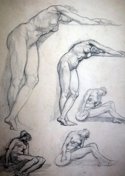 Se, brudgommen kommer, eller De ti jomfruer, ca. 1880 (blyant på papir) af William Blake Richmond