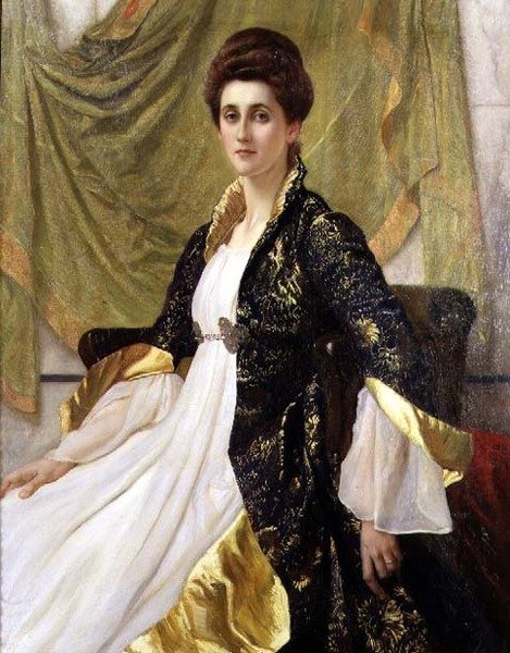 Portræt af fru Ernest Moon, født Emma de Villiers Lamb, ca. 1888 af William Blake Richmond