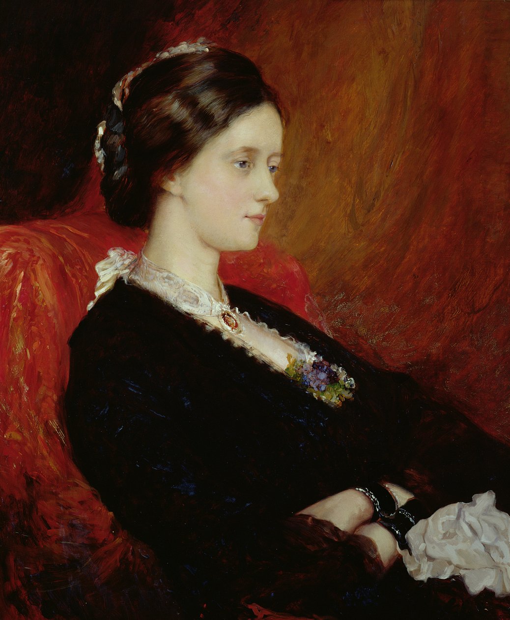 Portræt af The Hon. Fru Emily Meynell-Ingram (1840-1904) 1884 (olie på lærred) af William Blake Richmond
