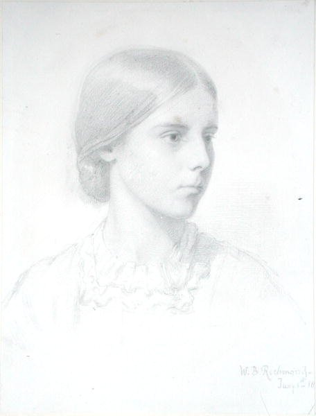 Portræt af en ung kvinde (blyant på papir) af William Blake Richmond
