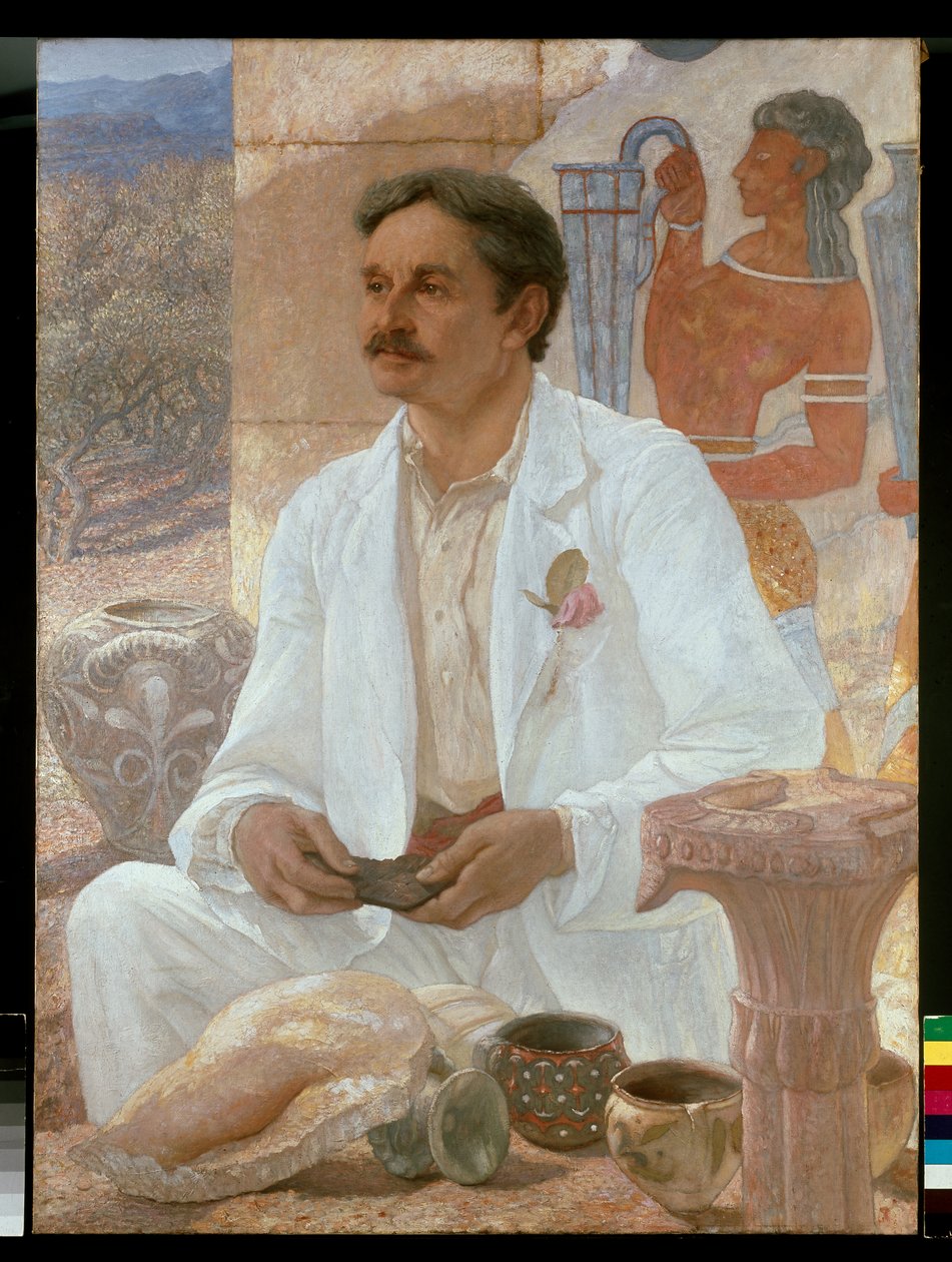 Sir Arthur Evans blandt ruinerne af Knossos-paladset af William Blake Richmond