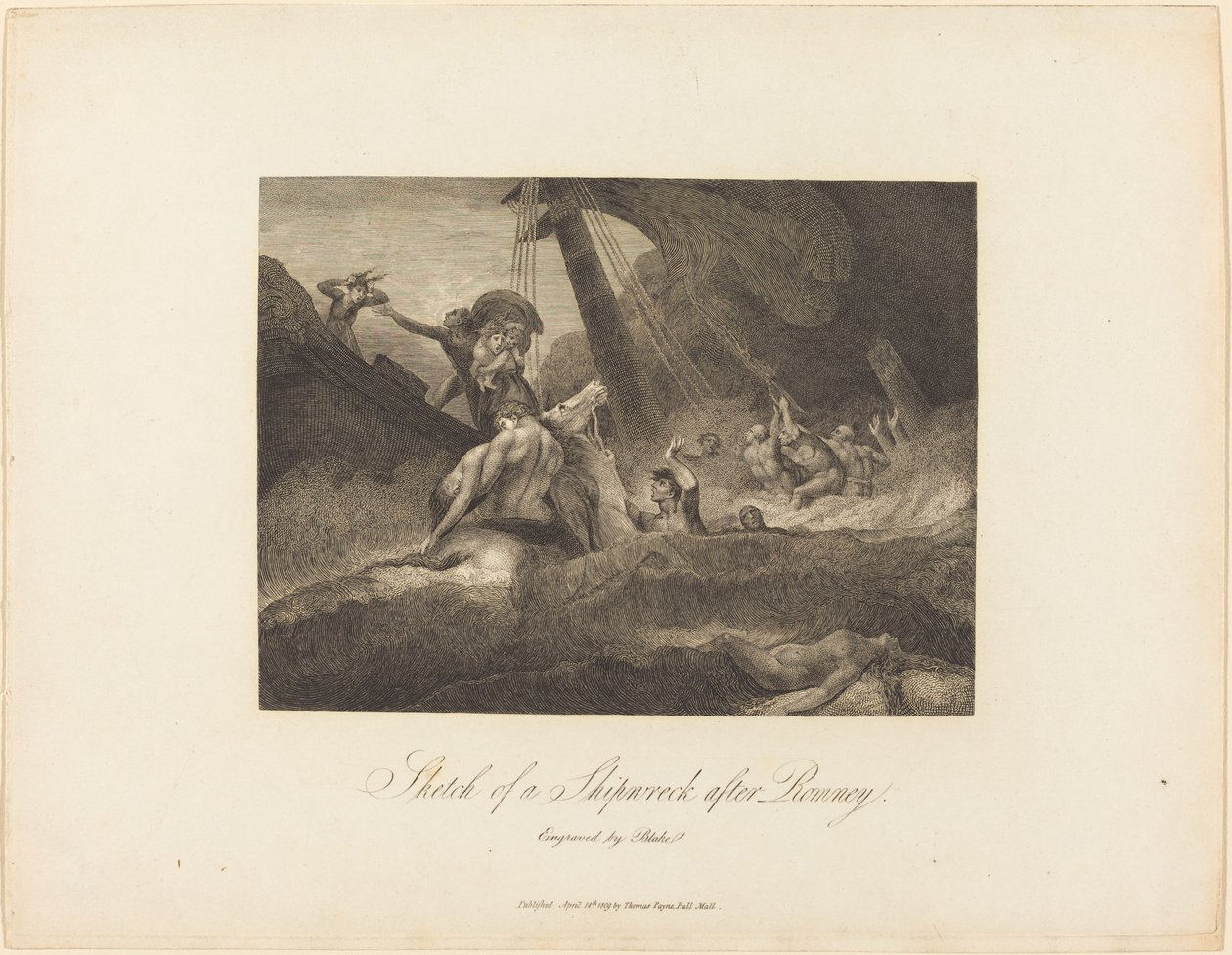 Skitse af et skibsvrag af William Blake after George Romney