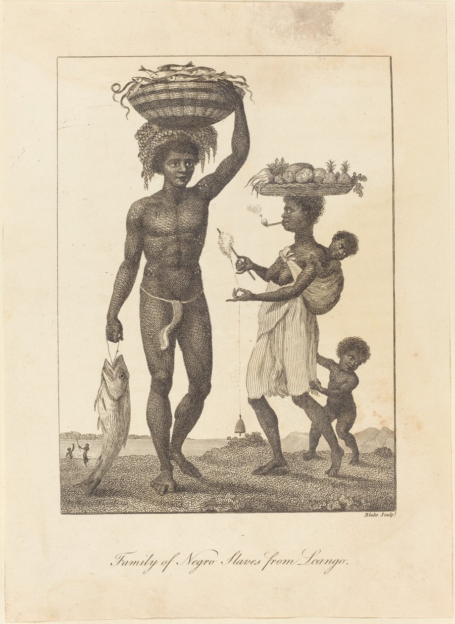 Familie af negerslaver fra Loango af William Blake after John Gabriel Stedman