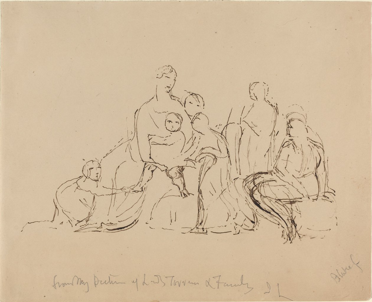 Lady Torrens og familie af William Blake after John Linnell