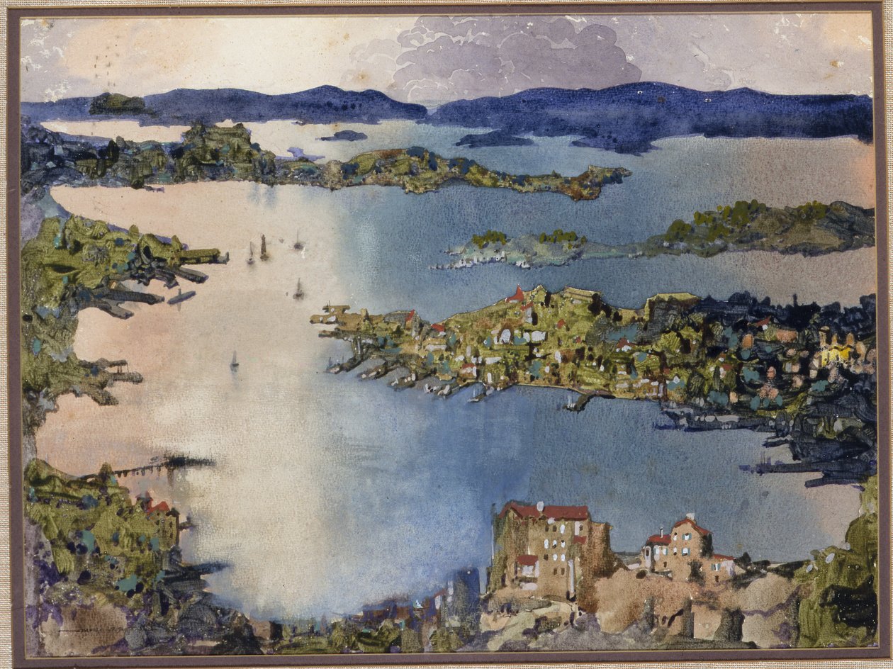 A Land-locked Sea (Sydney Harbour), ca. 1895 (w/c på papir) af William Blamire Young