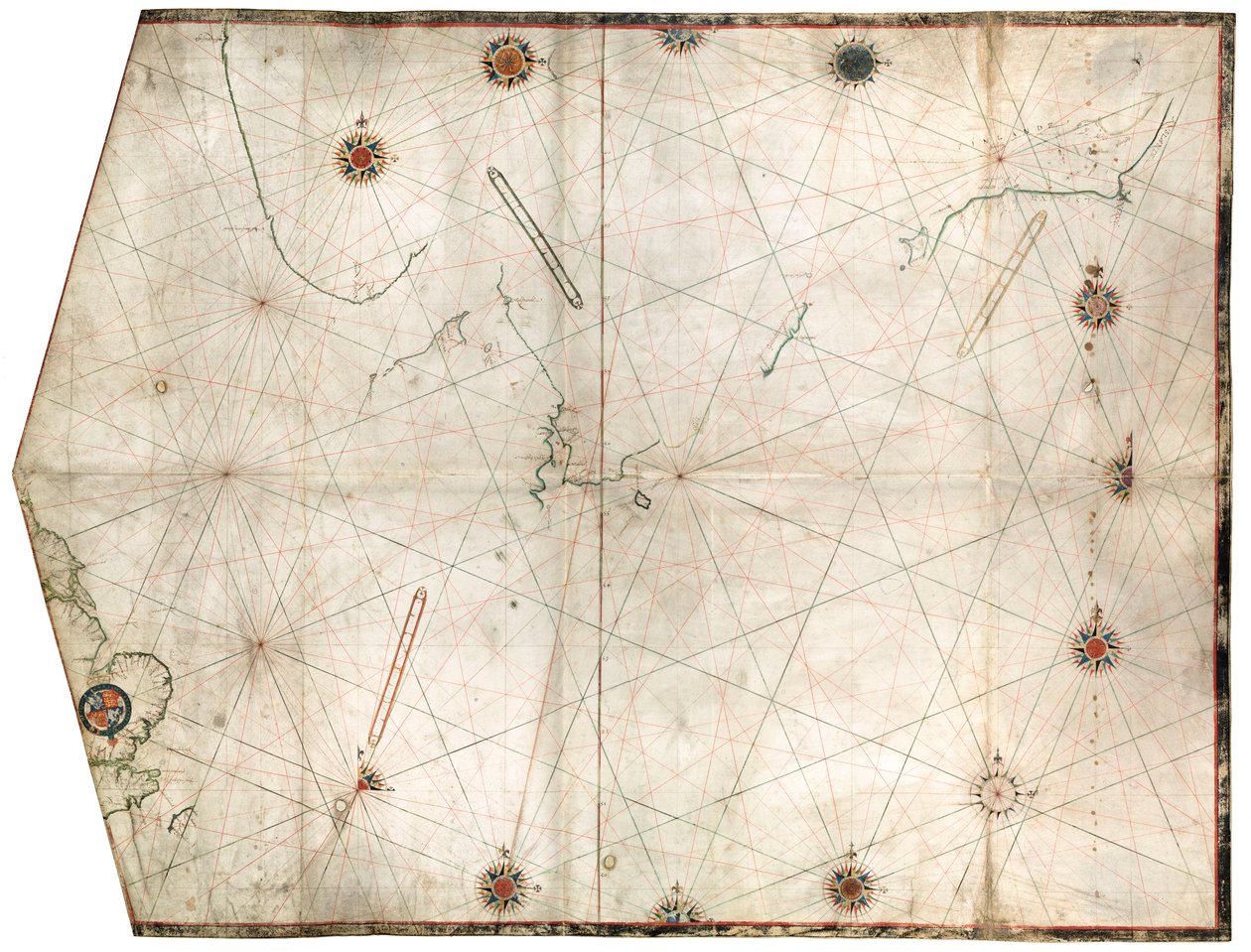 Portulankort konstrueret af William Borough, der viser havområdet i Nordsøen og Østersøen fra Englands østkyst til udmundingen af Den Svenske Bugt, ca. 1580 (pergament) af William Borough